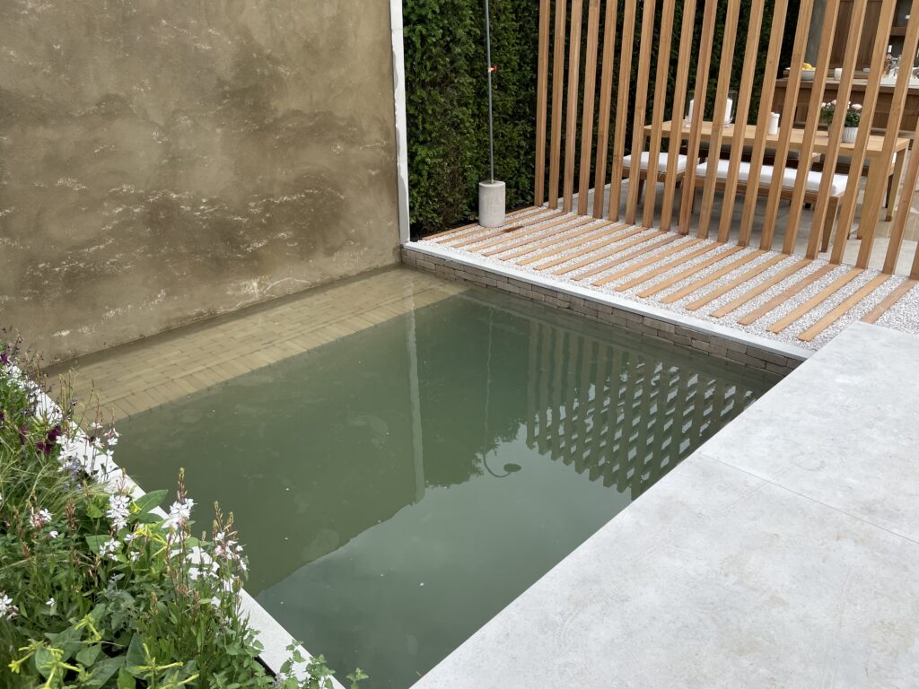 The clay pavers in the plunge pool add interesting detail. 